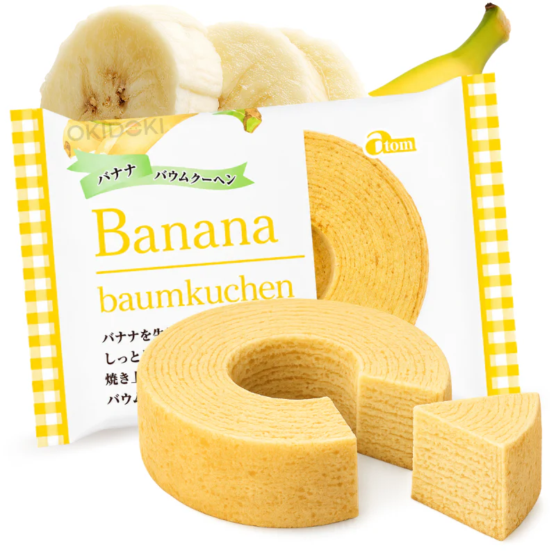 ATOM Postre Japonés Baumkuchen Sabor Banana 80g