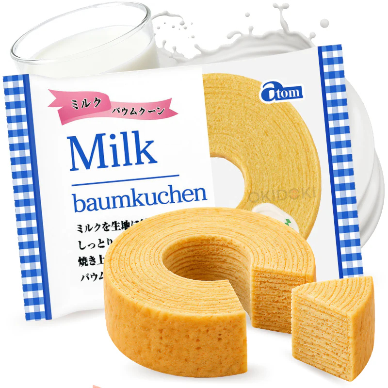 ATOM Postre Japonés Baumkuchen Sabor Leche 80g