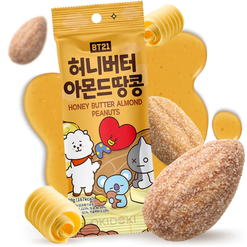BT21 Almendras y Cacahuetes Sabor Mantequilla con Miel 30g