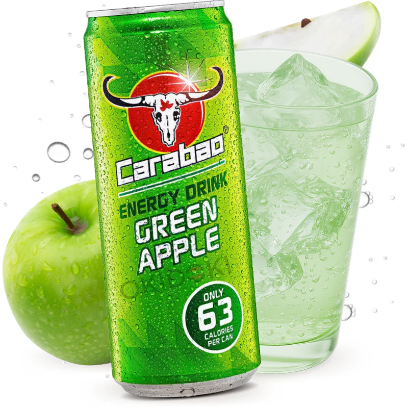 Carabao Bebida Energética con Gas sabor Manzana Verde (Halal) 330ml