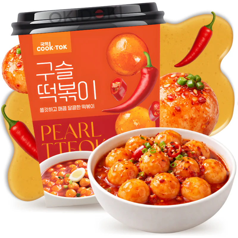 Cook Tok Cup Tteokbokki Tipo Bolitas Sabor Dulce y Picante 108g