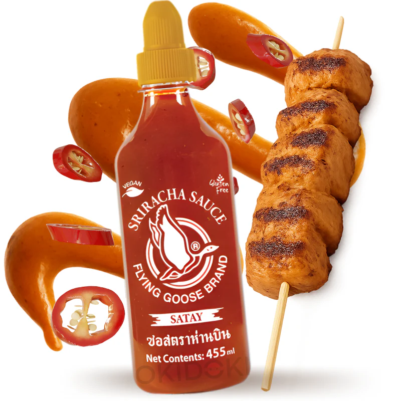 Flying Goose Salsa de Chile Sriracha Satay (Vegano, Vegano, Sin Gluten) 525g