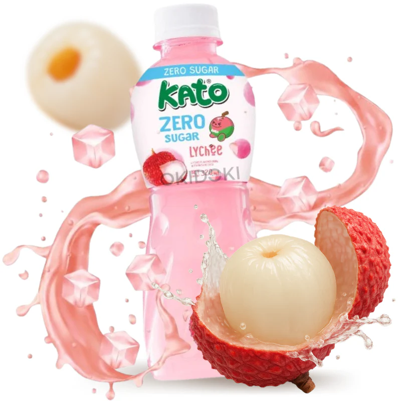 Kato Bebida Sabor Lichi con Nata de Coco (Sin Azúcar) (Halal) 320ml