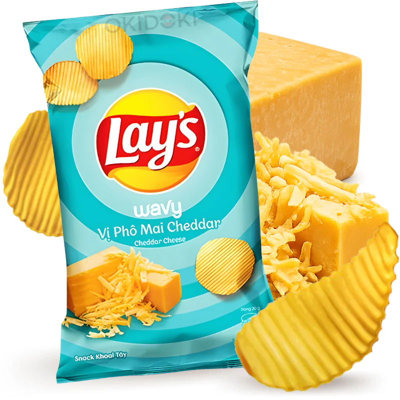 Lay’s Patatas Fritas Wavy Sabor Queso Cheddar 90g