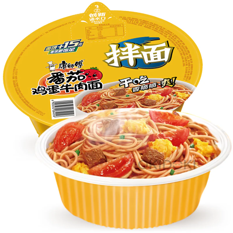 Master Kong Bowl Fideos Estilo Wok Sabor Tomate, Huevo y Ternera 150g