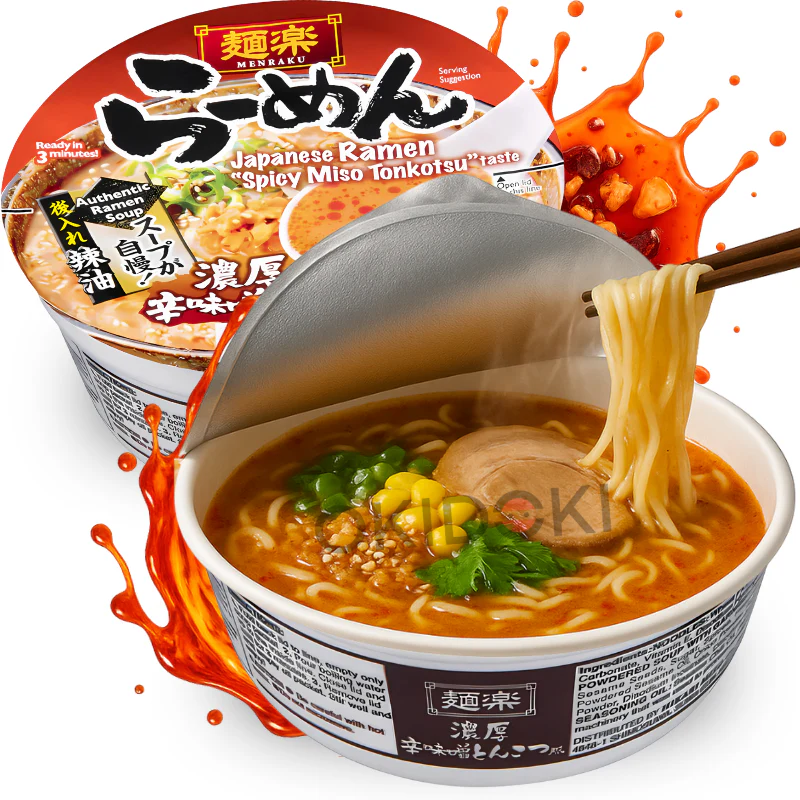 Menraku Bowl Ramen Japones Miso Tonkotsu Picante (layu) 80.6g