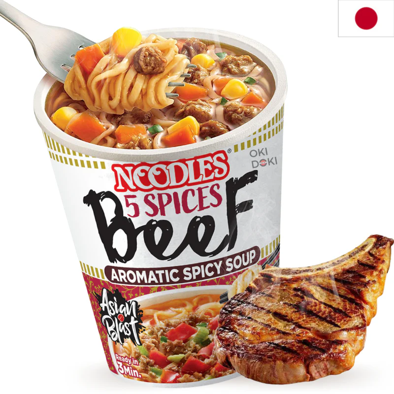Nissin Cup Noodles de Ternera con 5 Especias 64g