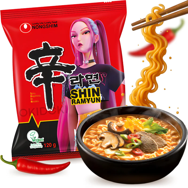 Nongshim Shin Ramyun Fideos Picante (Vegano, Halal) 120g - Image 3