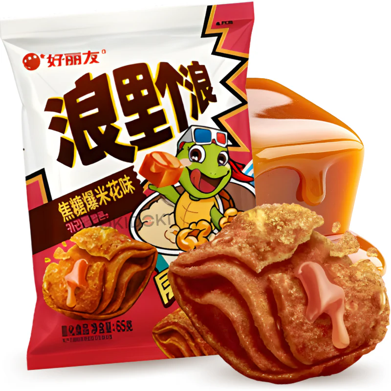 Orion Kkobuk Turtle Chips Sabor Palomitas de Caramelo 65g