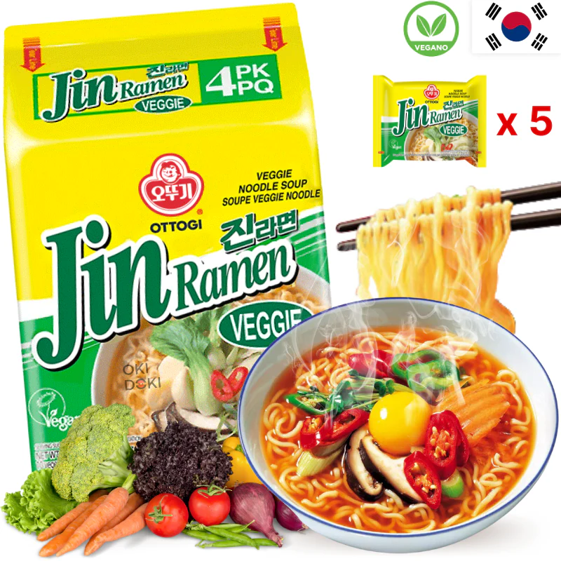 Ottogi Ramyun Jin Ramen Verduras (Vegano) 120g x 4pks