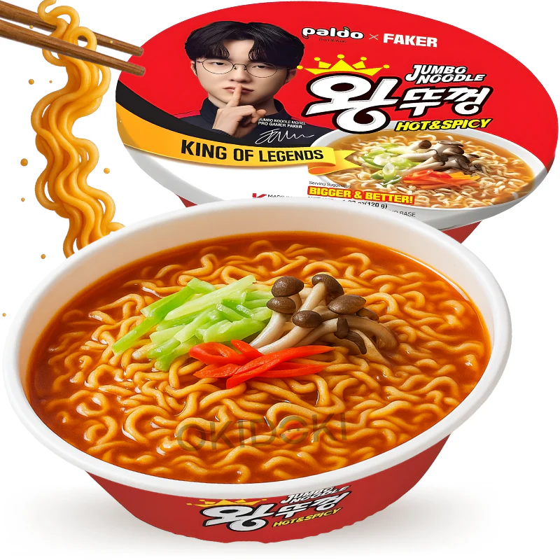 Paldo x Faker Big Bowl Fideos sabor Picante Coreano 110g
