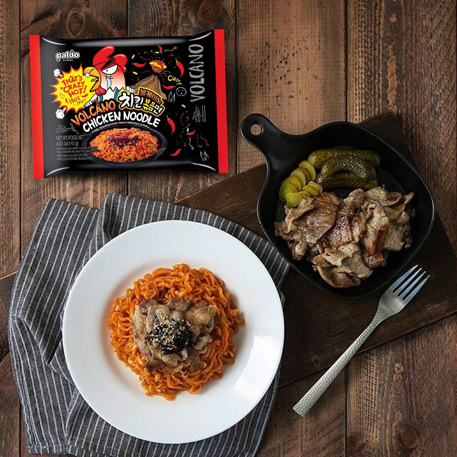 Paldo Volcano Chicken Ramyun Fideos Salteados Pollo Picante 140g - Image 2