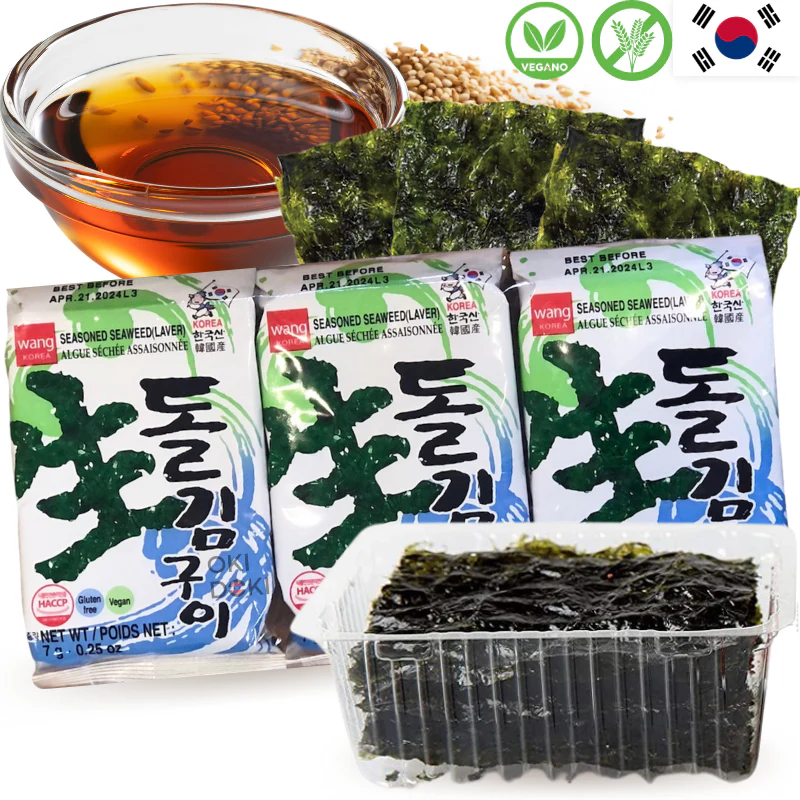 Wang Surasang Snacks de Algas Nori Tostada Sin Gluten Vegano 7g X 3uds