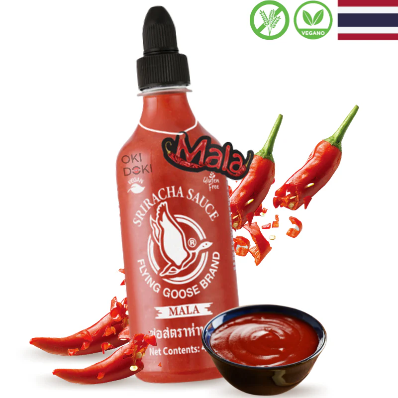 Flying Goose Salsa Sriracha Sabor Mala (Vegano, Sin Gluten) 455ml