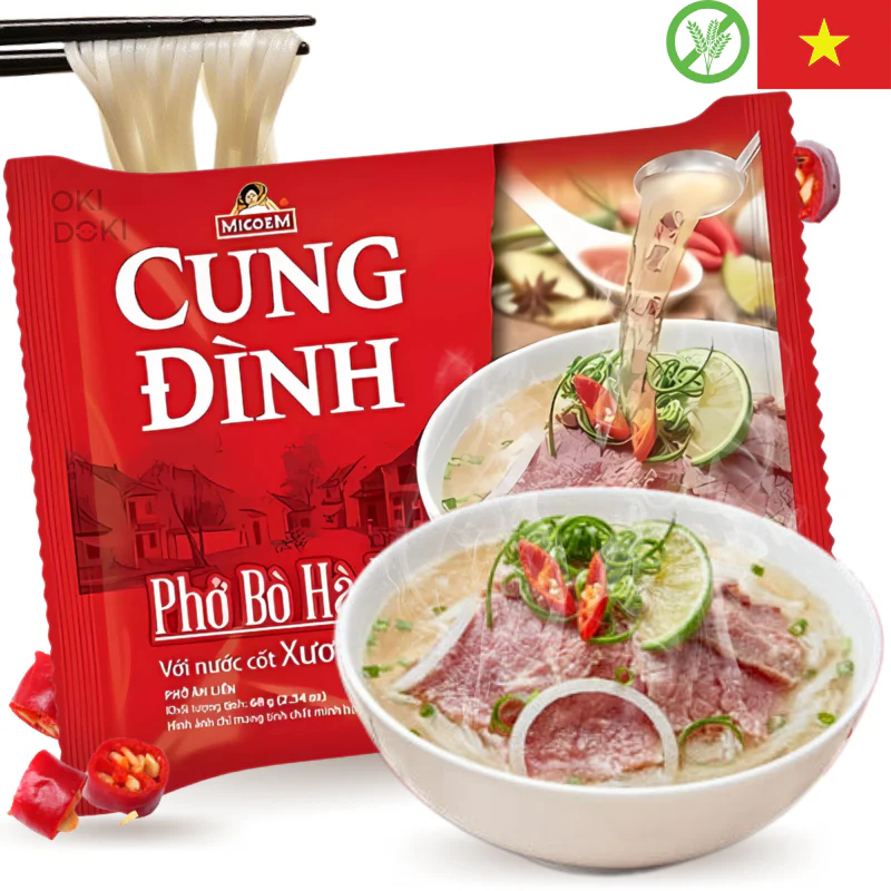 CUNG ĐÌNH Pho Bo Fideos de Arroz con Sopa de Ternera (Sin Gluten) 70g