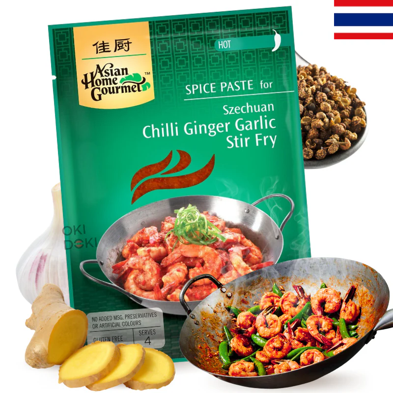 AHG Salsa para Salteado de Chile, Ajo y Jengibre Estilo Sichuan (Halal, Vegetariano) 50g