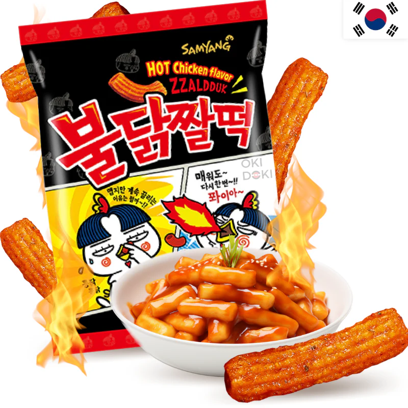 Samyang Buldak Zzaldduk Hot Chicken Snack Tteokbokki Dulce y Picante 120g