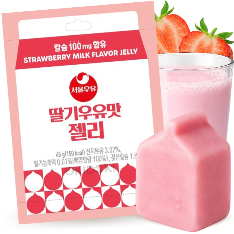 Seoul Gominola de Gelatina Sabor Leche de Fresa 45g