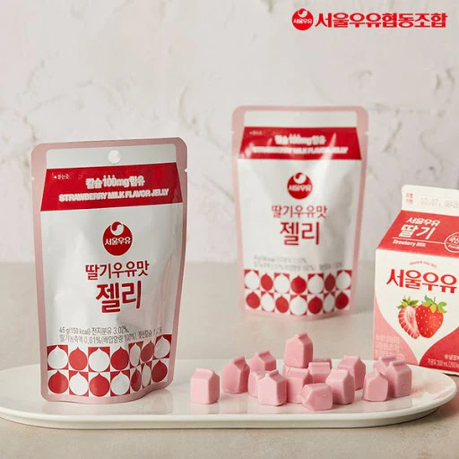 Seoul Gominola de Gelatina Sabor Leche de Fresa 45g - Image 2