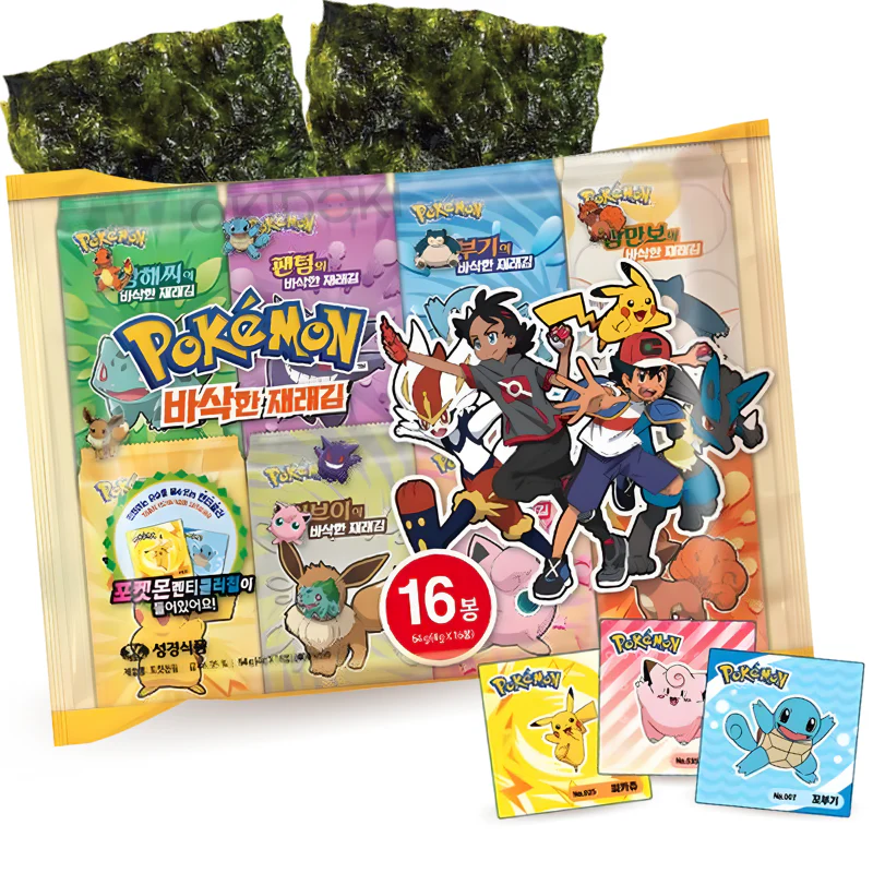 SGK Snack Alga Nori Pokémon con 3 x Tarjetas Lenticulares 16pks 64g