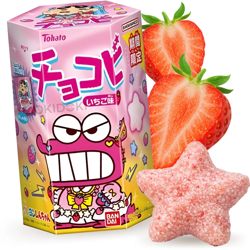 Tohato Shin Chan Galletas sabor Fresa con Pegatina 18g